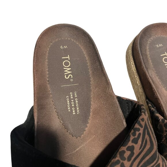 TOMS Paloma Sandals Women's 9 Black Animal Print Casual Summer Slip On - Picture 4 of 13